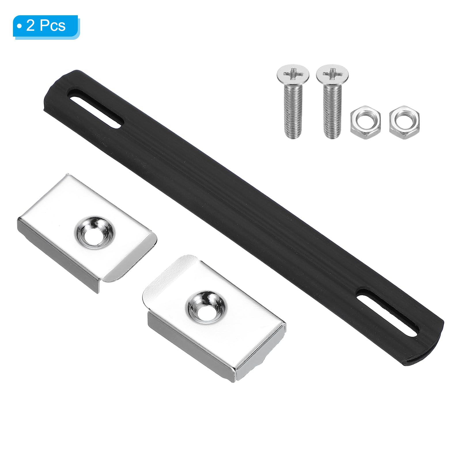 PATIKIL Poignée de Remplacement 6,3 Pouces, 2 Pièces Poignée de Sangle en Caoutchouc pour Enceintes d'Amplificateurs avec Embouts Métalliques et Accessoires de Fixation, Ton Argent