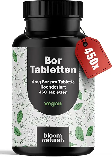 Bor Hochdosiert Tabletten - 450 Stück mit 4mg Bor, vegan - Juutti Tabletti