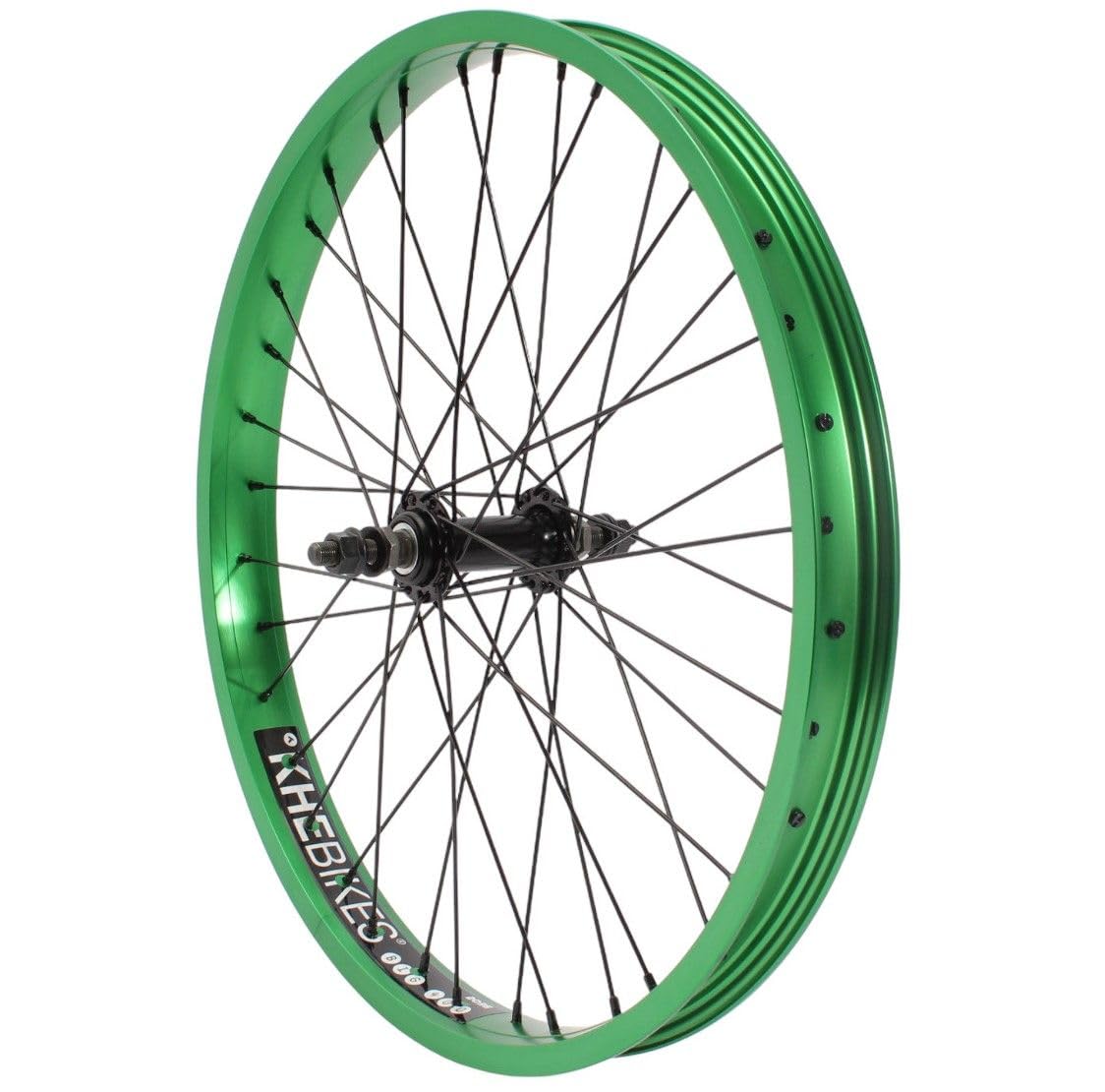KHE Prism BMX Vorderrad, 20 Zoll, 38mm Felge, Grün Eloxiert, 10mm Achse, 36 Loch