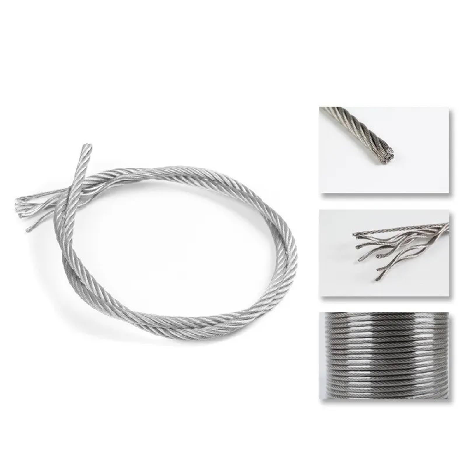Cavo Acciaio Cavo in acciaio rivestito in PVC, diametro 0,3 mm,5, 1,2, stendibiancheria, inossidabile antiruggine(2 Meter,Diameter 8mm)
