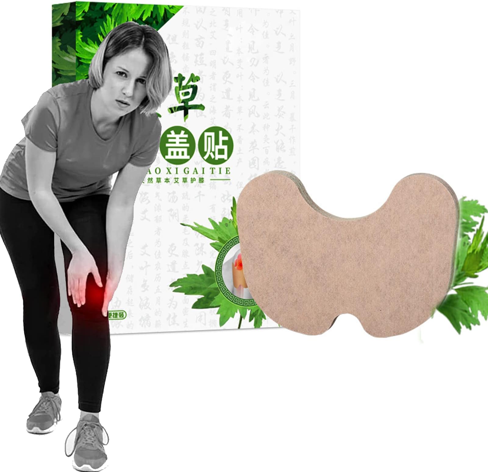 HOPASRISEE Atachu Pain Relief Patch, Heaven Knee Relief Patches Kit, The Mr Joint Knee Patch, Natural Wormwood Extract Patch for Knee (50pcs, Black)