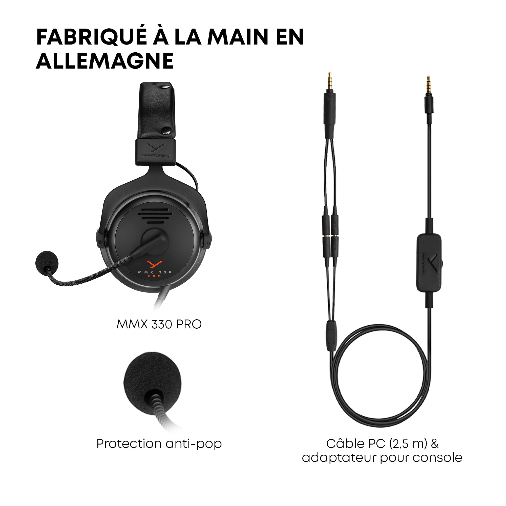 beyerdynamic MMX 330 Pro Casque Gaming Ouvert avec transducteurs Stellar.45 et Microphone à condensateur. Casque Filaire fabriqué en Allemagne.