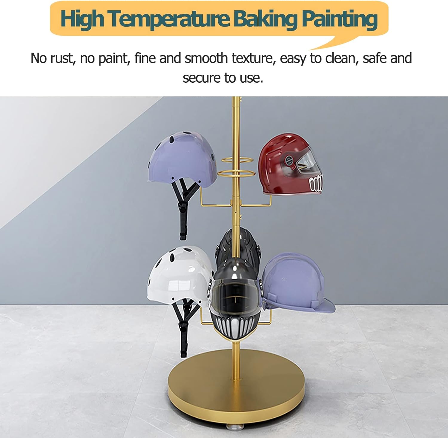 Hat Rack Modern Iron Freestanding Hat Rack Stand with 16 Circular Hooks for Retail Display Large Helmet Holder Organizer Easy to Install