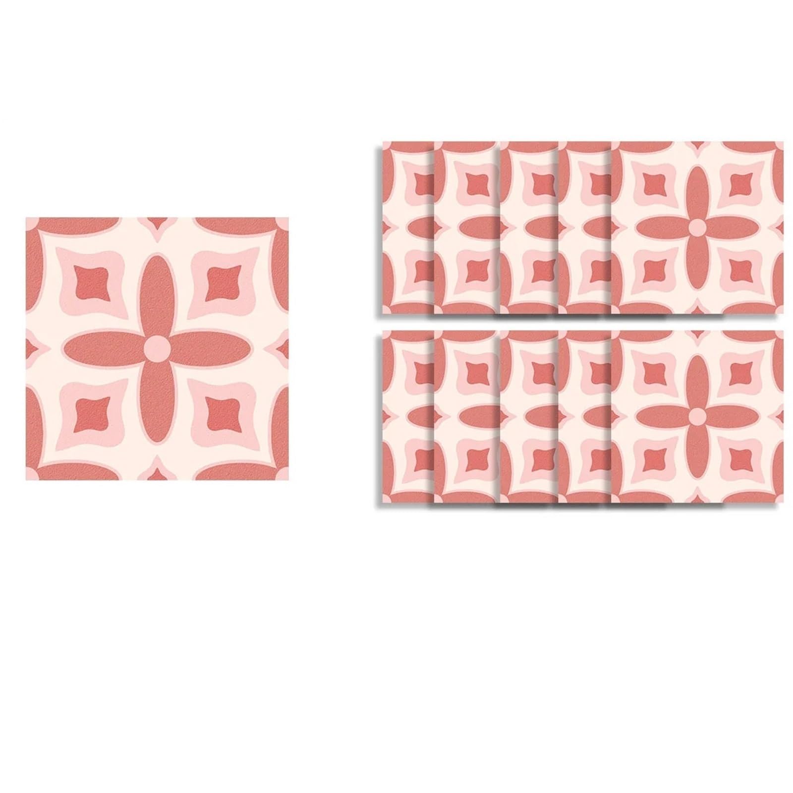 Wall Tile Sticker Tile Stickers 10pcs/Set Brick Wall Pink Floral Pattern(Size1)