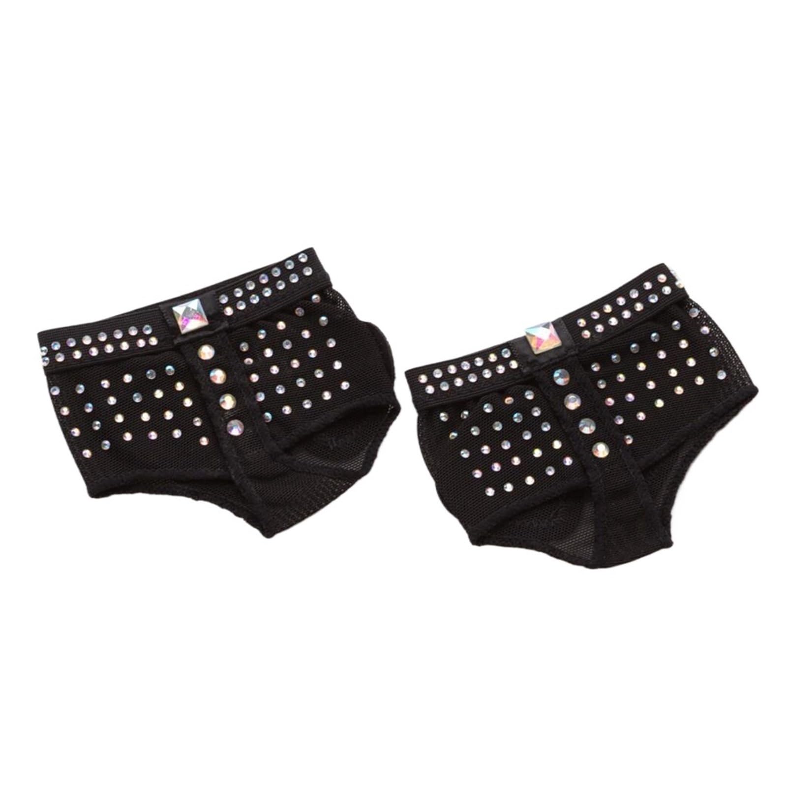 Ozlcua Women's Black Foot Thongs For Dance Belly Dancing Foot Rhinestone Heel Protector Ballet Dance Socks 1 Pair Toe Pad Belly Dance Accessories Dance Shoes(,36)