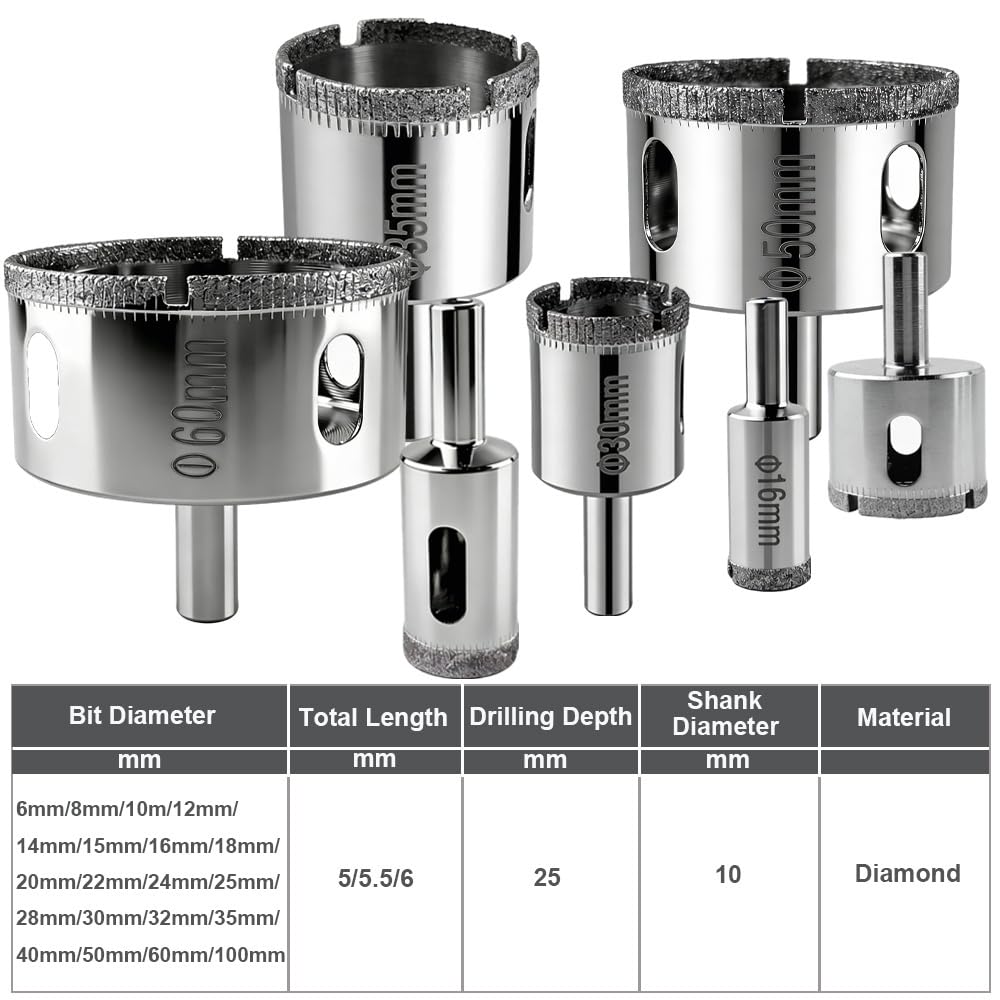 Broca de Diamante Cristal Broca Brocas Porcelánico 100mm para Porcelana Jade Porcelánico Cerámica Mármol Amoladora Angular