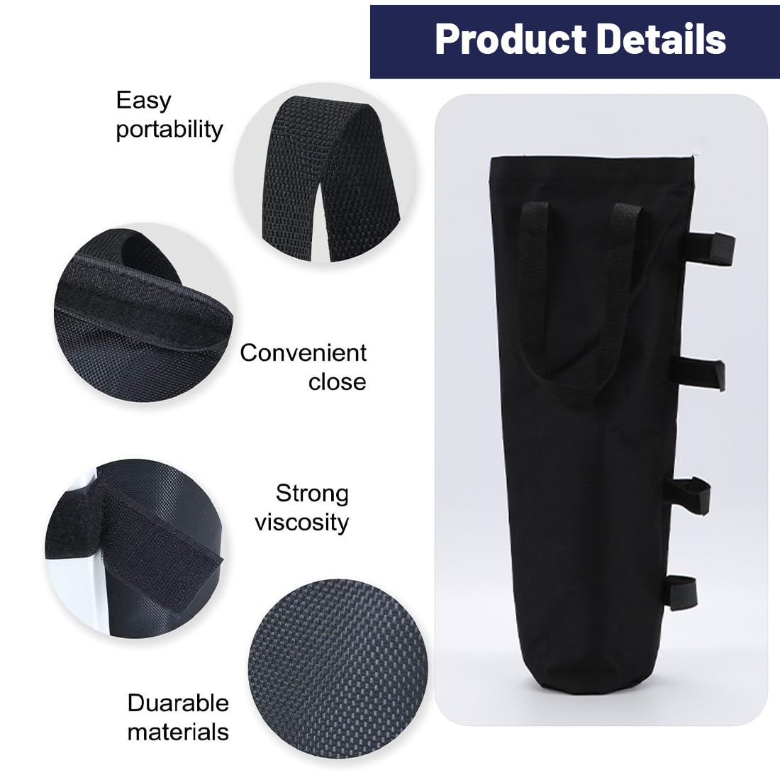 Juego de 4 sacos de arena individuales para carpas, Oxford 800D, 50×20 cm, saco de arena, pesos para carpas
