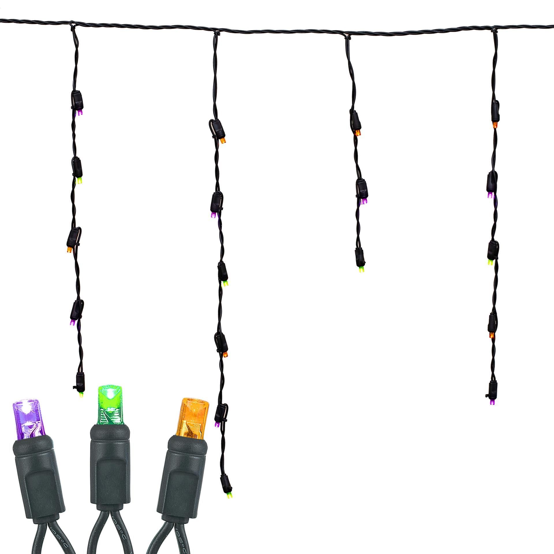 Novelty Lights Halloween LED Icicle Light Set, Purple/Lime