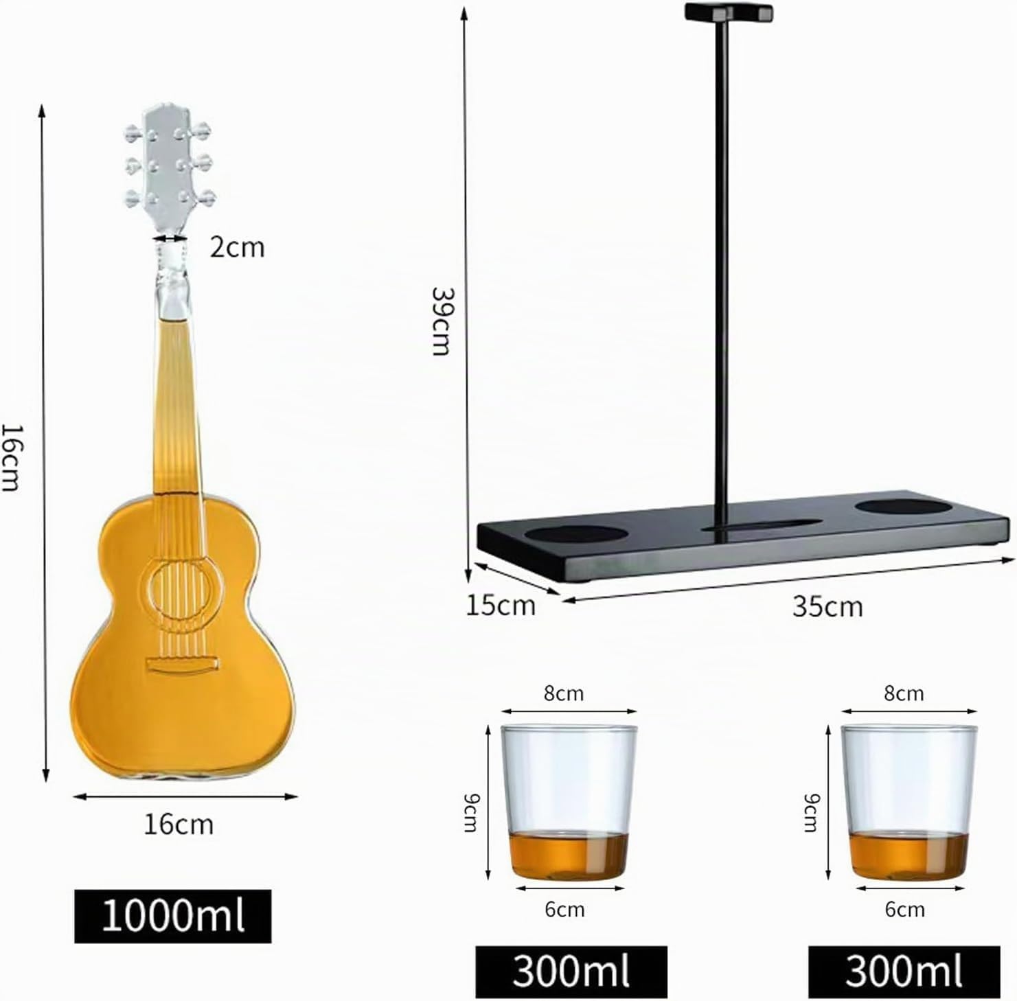 Juego De Decantador Y Vaso De Whisky De Lujo De 1000 Ml, Decantador De Guitarra Creativo con Tapón, Dispensador De Whisky, Regalo De Cumpleaños único, Aniversario, Juego De Regalo