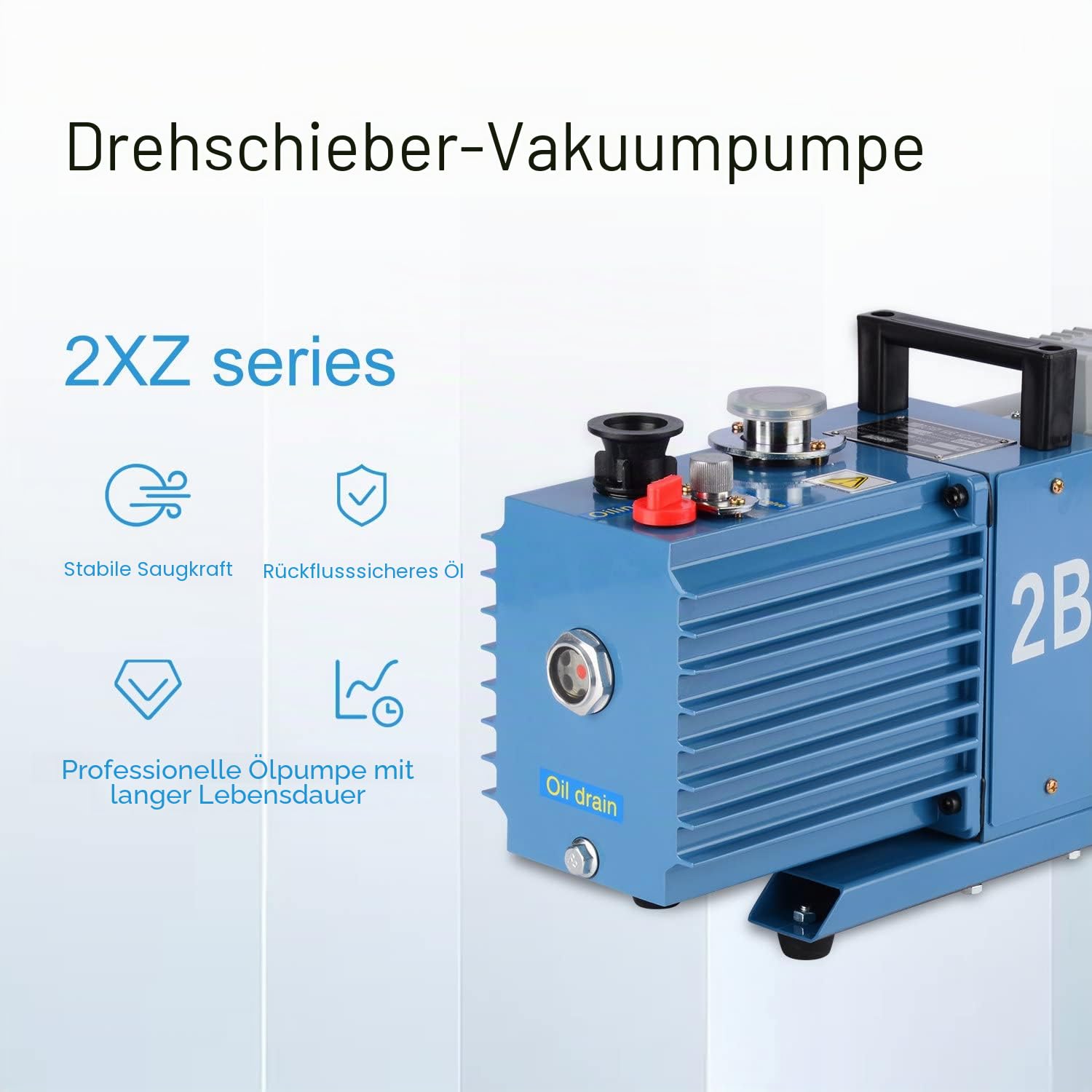 stonylab Einstufige Drehschieber Vakuumpumpe, 2L/s Durchflussrate Labor Einstufige Vakuumpumpe mit 0.8 L Ölkapazität für Laborforschung