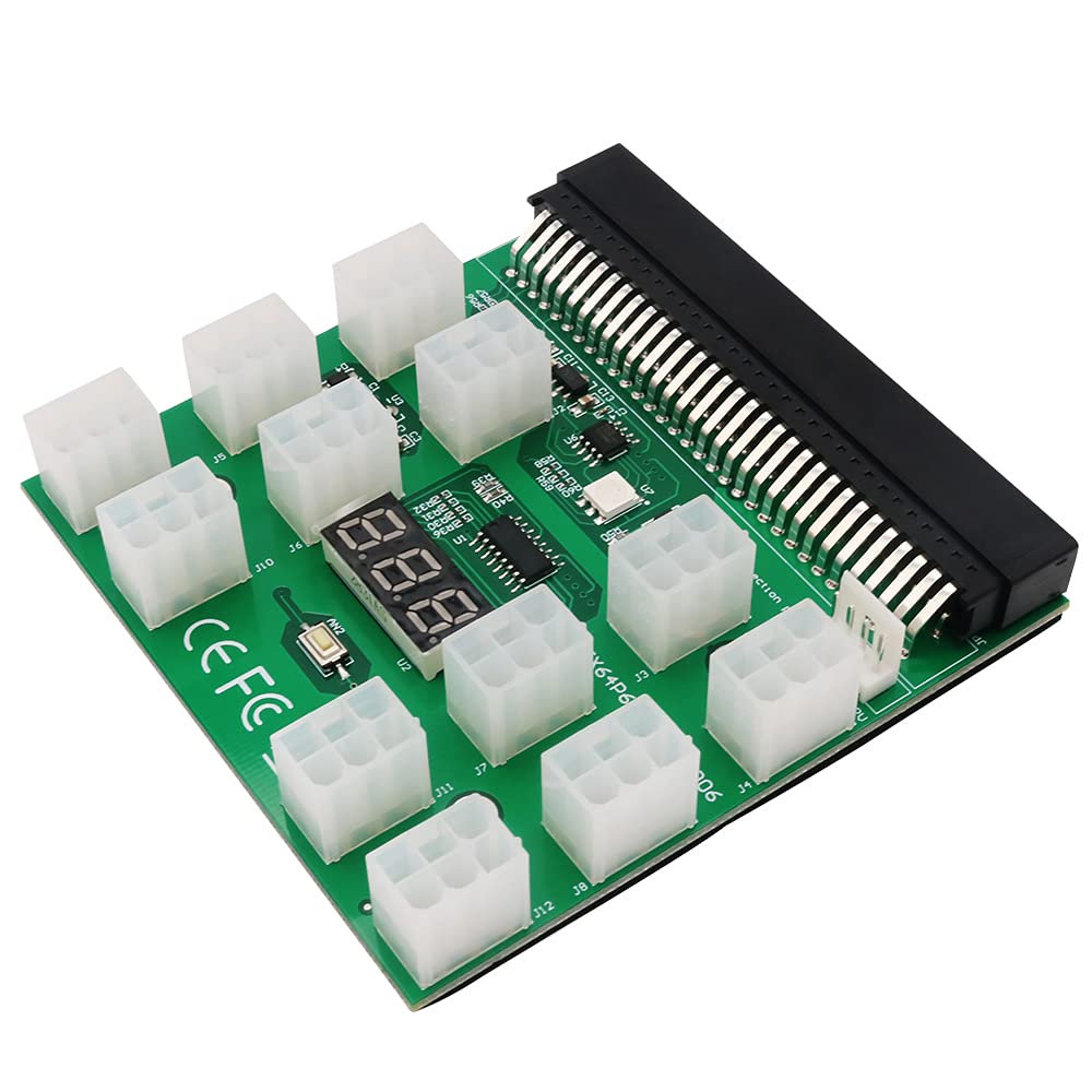 BQZYX+ Power Supply Breakout Board Adapter with 12 PCS ATX 6Pin Power Connector for ETH BTC Ming,Upgrade Version