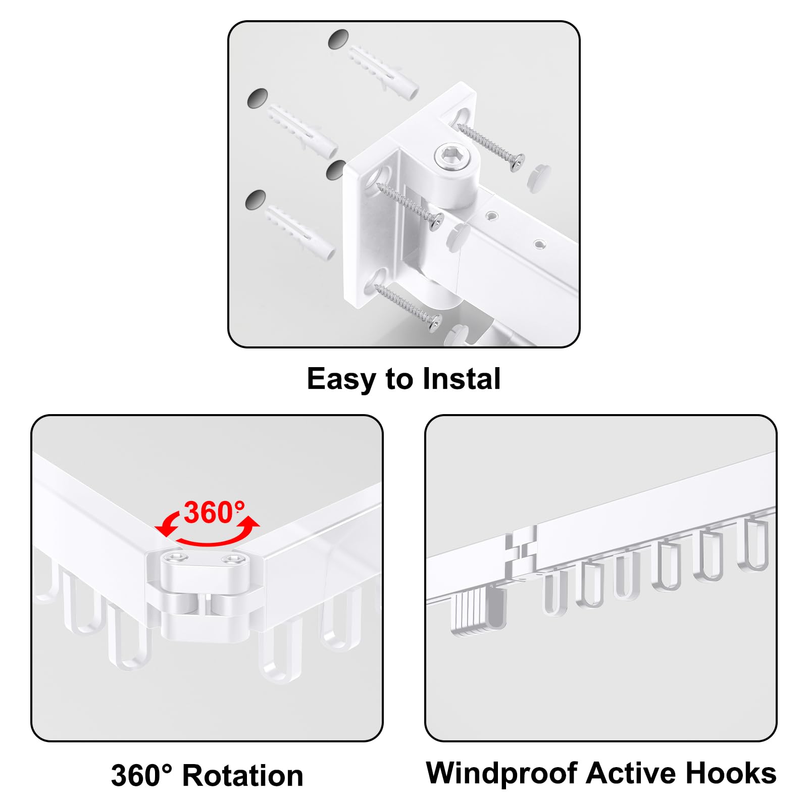 HONPHIER Drying Rack Laundry Collapsible Wall Mounted Clothes Drying Rack with Hooks Strong Clothes Airer Indoor Outdoor Saving Space Drying Racks for Balcony Bathroom - Image 3