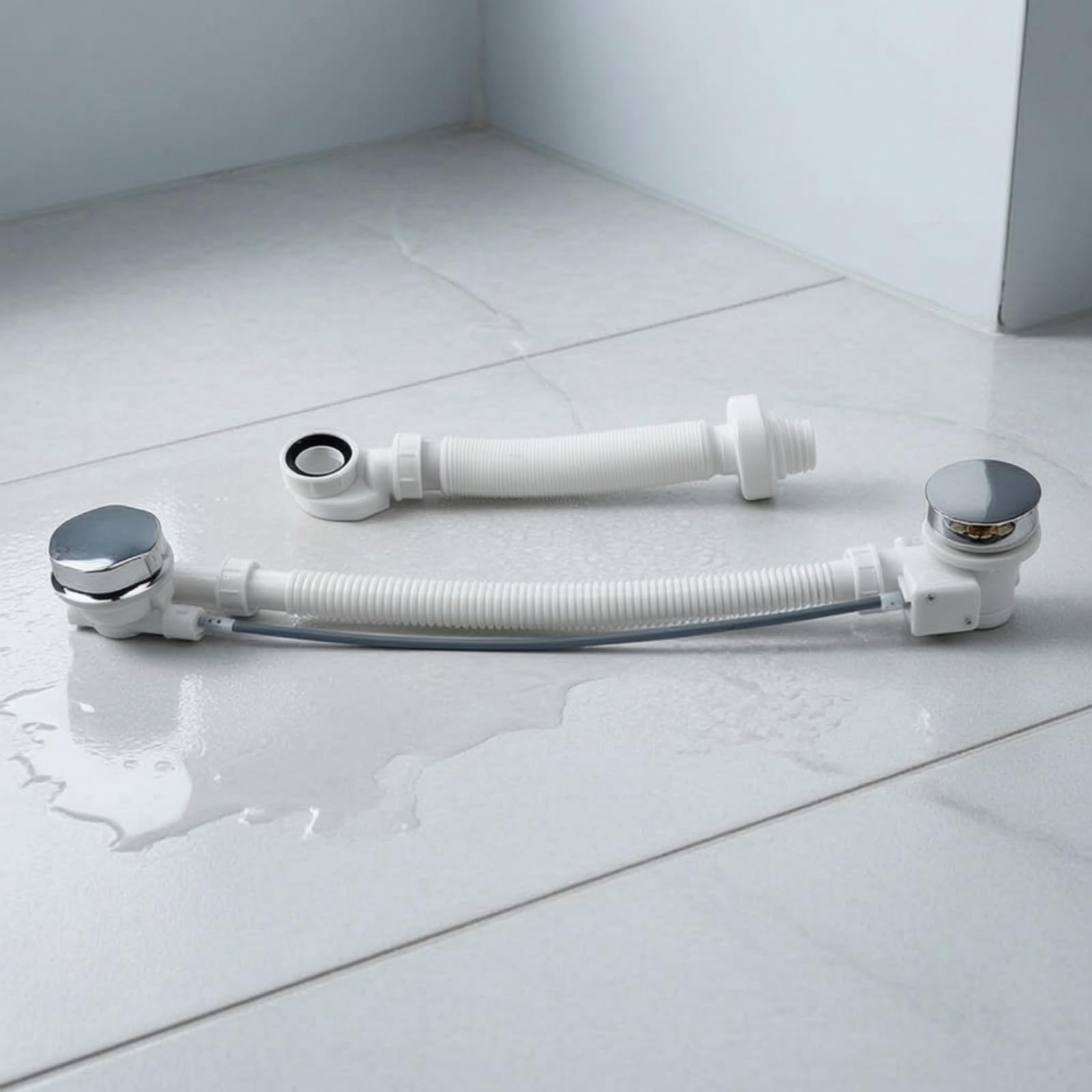 Conjunto sagüe con Rebosaro Acabado Metálico sagüe Bañera Sellado Seguro Fontanería para Remolaciones, 80 CM