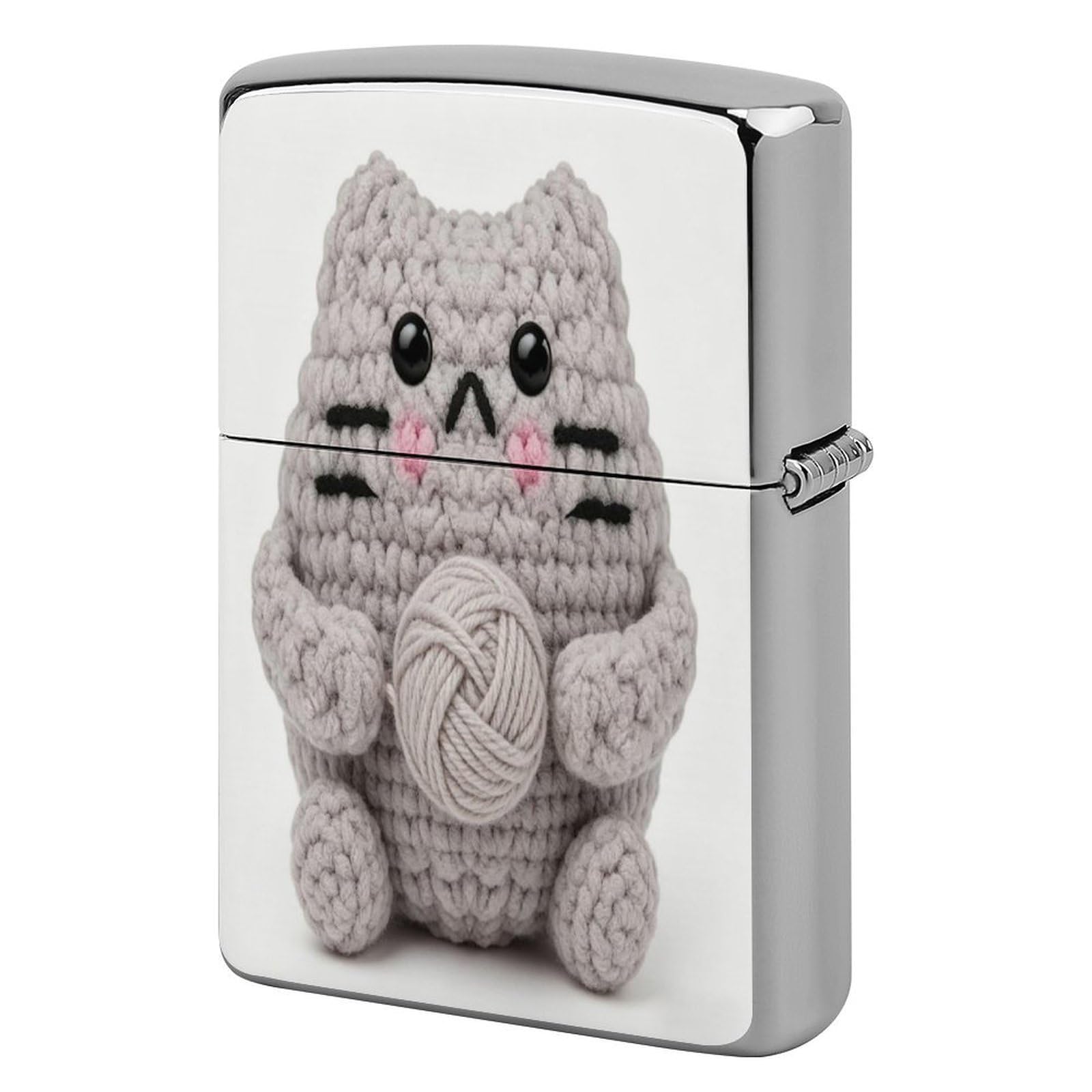 Btcowzrv Style Gray Cat Metal Lighter Case Sleeve Cover Holder