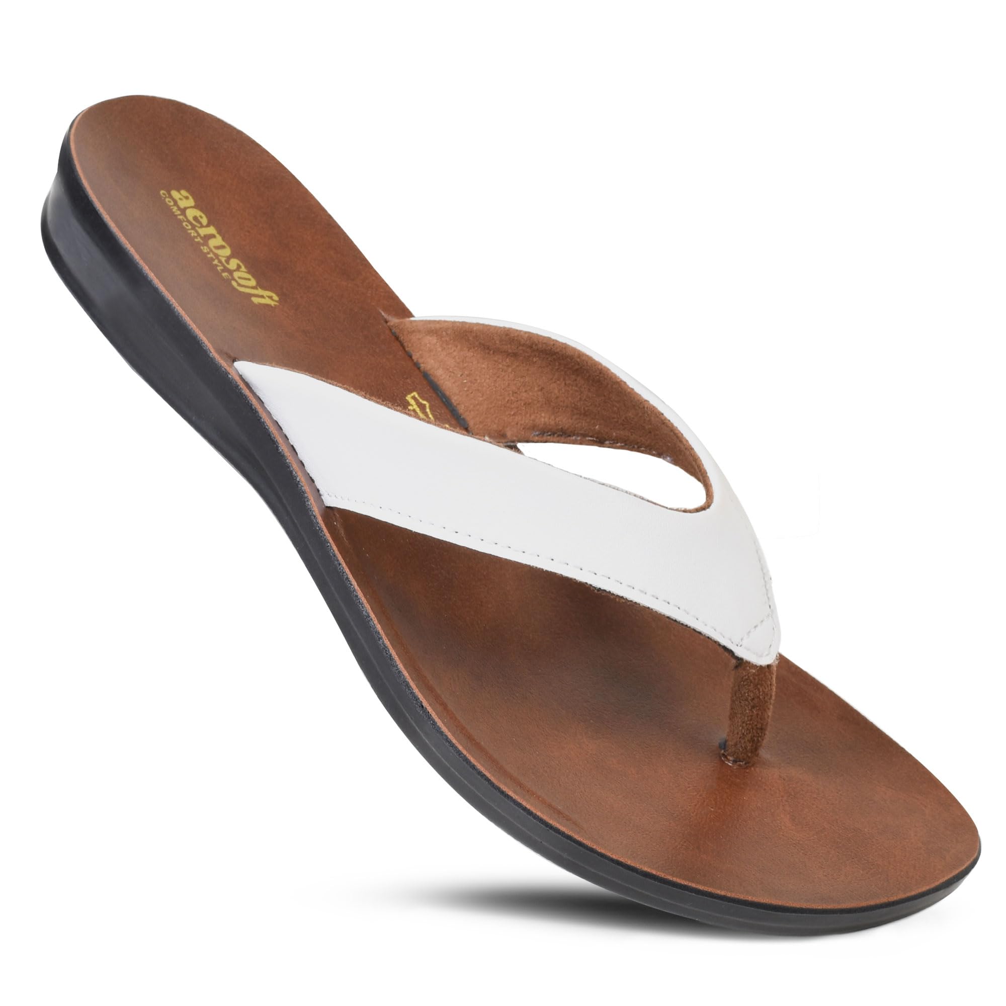 Iris Soft Toe Post Casual Flats Outdoor Indoor Essentials Dressy Slip On Slides Man-Made Leather Flip Flops for Women Sandals Comfortable Summer