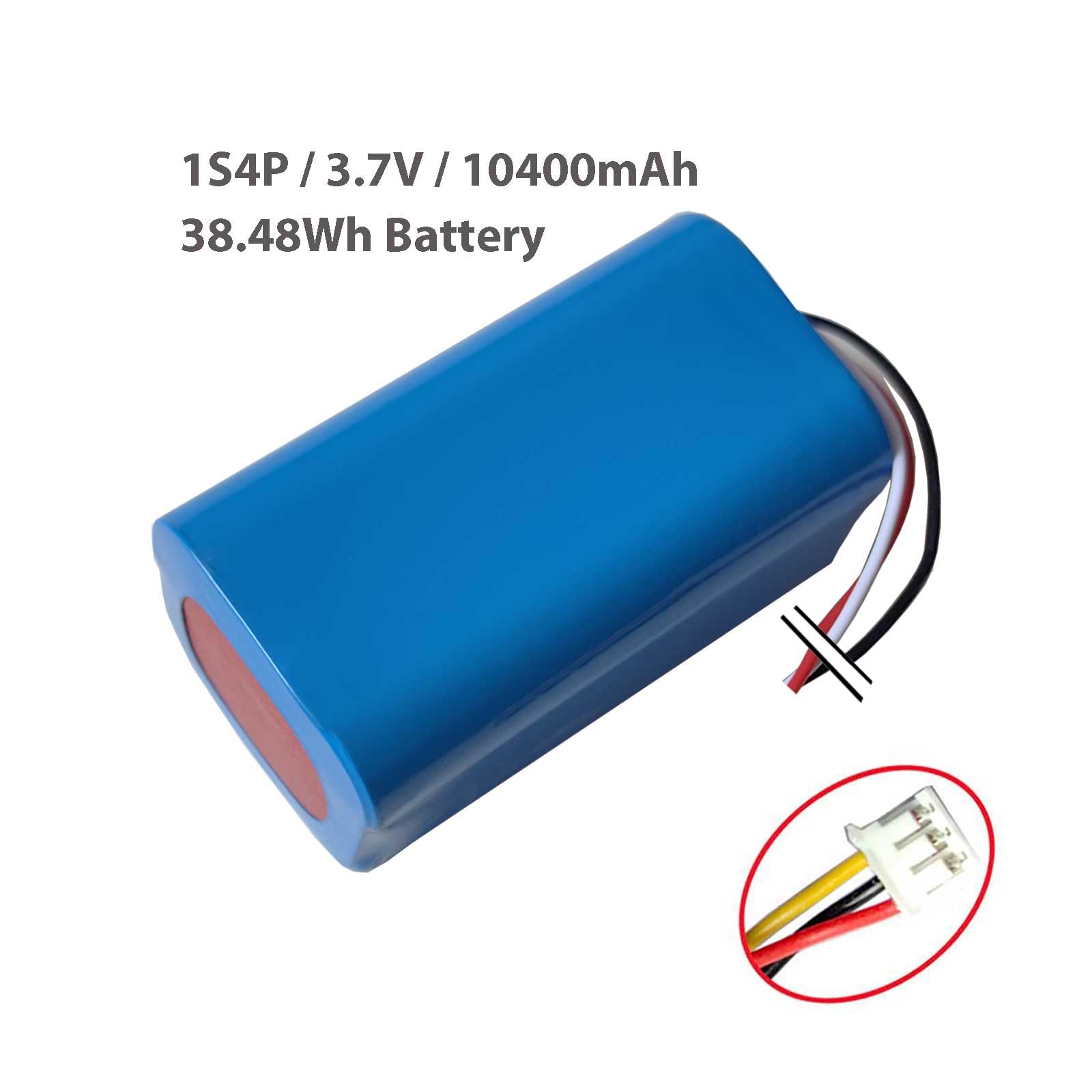 AOLIKES Batterie lithium-ion rechargeable 18650 1s4p 10400 mAh 3,7 V avec fiche PH1,5/3P / cellules 5C / Square / prend en charge la charge rapide