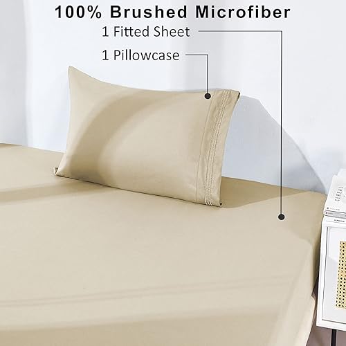 Miniatura 2 de YIYEA Sábana bajera ajustable con funda de almohada, 1800 hilos de microfibra de doble cepillado con bolsillo profundo, sábana bajera ultra suave,