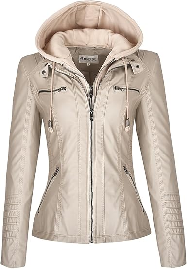Hooded leather coat womens Clearance