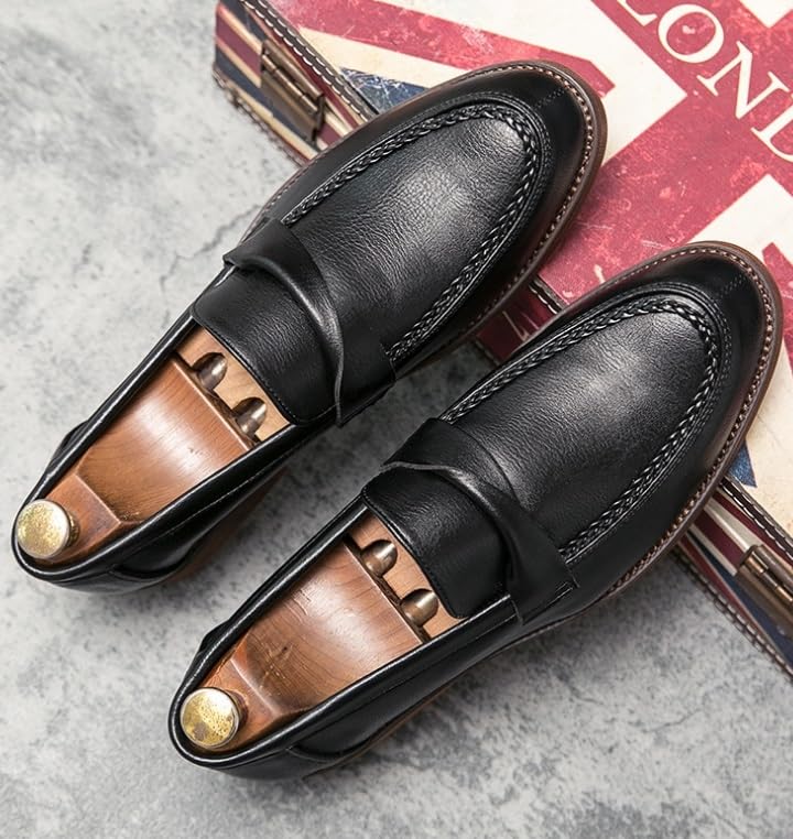 Men's Leather Penny Loafers Dress Shoes Classic Comfort Slip On Soft Sole Business Work Casual Formal Shoes Dating Derby Shoes for Men2