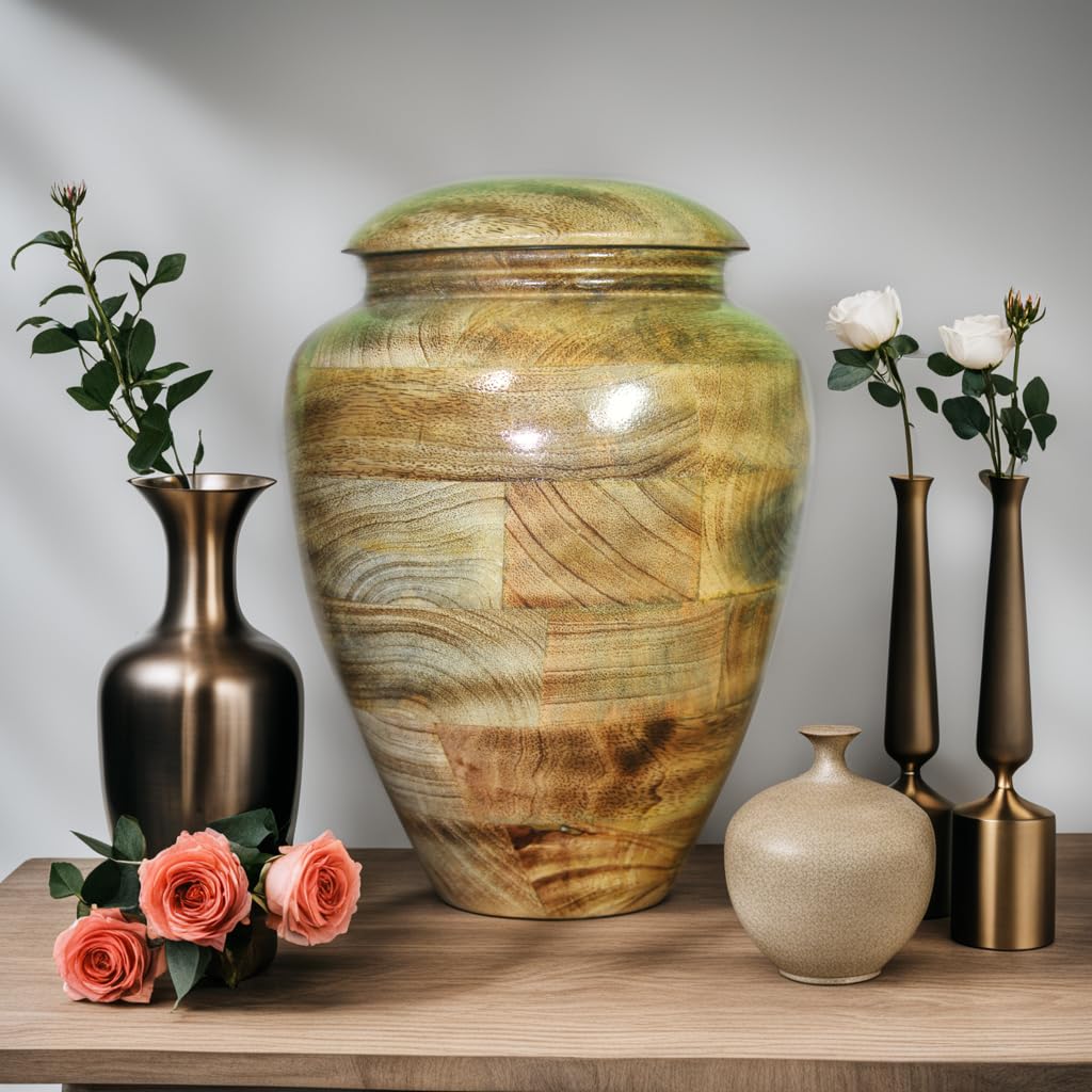 Prime Art Wooden Urns for Adult Cremation - Large (200Cu/Inches) (Natural)