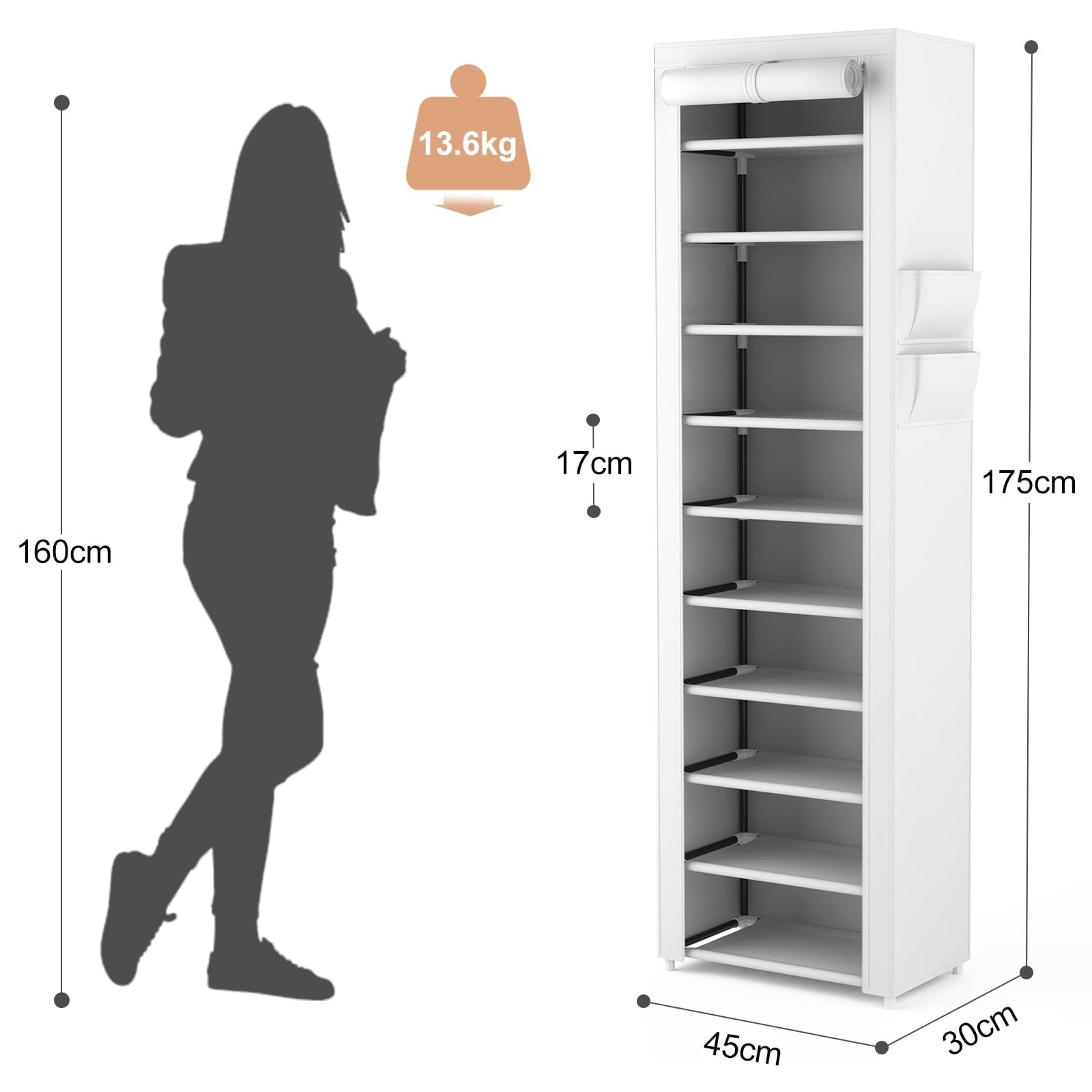 Vicye Etagere Chaussure à 11 Niveaux Range Chaussures Gain de Place avec Couverture, Meuble Chaussure pour 20-22 Paires, Armoire de Rangement Chaussures Haut