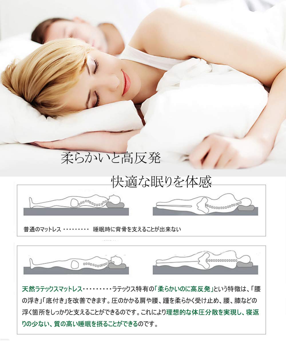 Amazon｜PanPan Amore 100%天然ゴム ラテックスマットレス 高反発 7