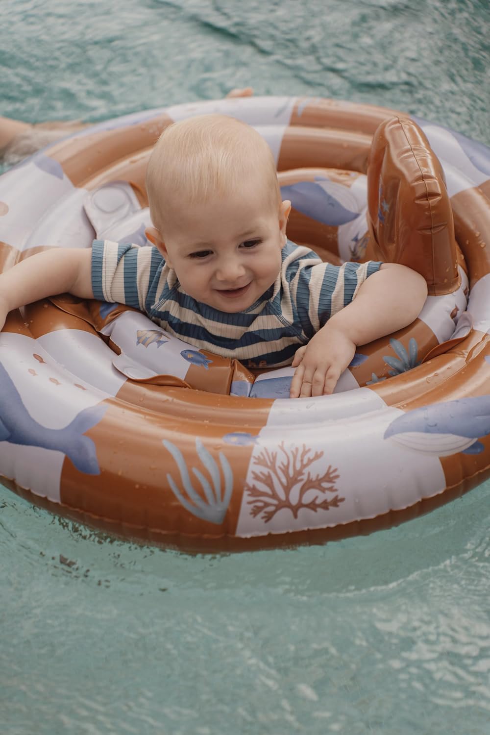 Little Dutch Seggiolino da nuoto per bambini, con anello di galleggiamento, gonfiabile, per ragazzi a partire dai 6 mesi, Ocean World arancione