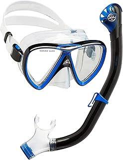 Set da Snorkeling per Immersioni Subacquee Set da Snorkeling in Silicone Dry Topsnorkel Combo in Vetro Temperato con Lenti Professionali per Lo Snorkeling per Adulti