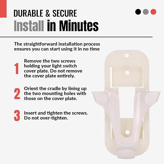Anderic Wall Mount Bracket for Hunter 99122, 99123, RAN003, K047402 and Other Same Style Handheld Remote Control transmitters - 99122WM - White