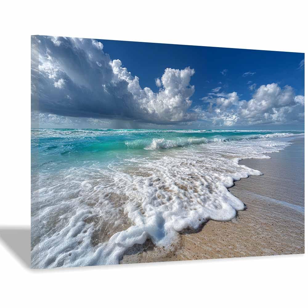 HOQIU Wall art for home decor Tropical Beaches es Waves canvas artwork for wall, art prints, For living room, bedroom, bathroom, dining room, painting and decor.(Multicolor)-60x80cm Framed