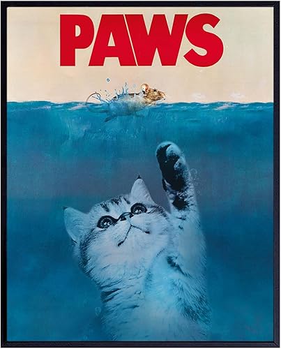 Cat Mouse Wall Art & Decor - Cat Lover Gifts for Men Women - Cute Cat - Funny Wall Decor Poster - Cat Decorations for Bedroom, Family Room Living