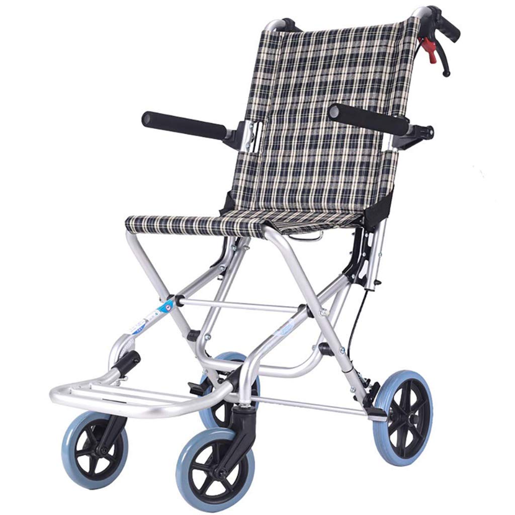 Foldable Self-propelled Fly-Lite Ultra Lightweight Transport Wheelchair with Handbrakes for Children Elderly Disabled