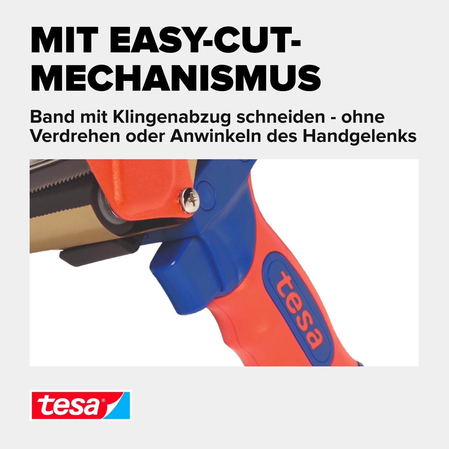 tesa Handabroller PREMIUM - professioneller, robuster Abroller für Klebebänder - für Paketbänder mit bis zu 50 mm Breite - für den industriellen Gebrauch geeignet
