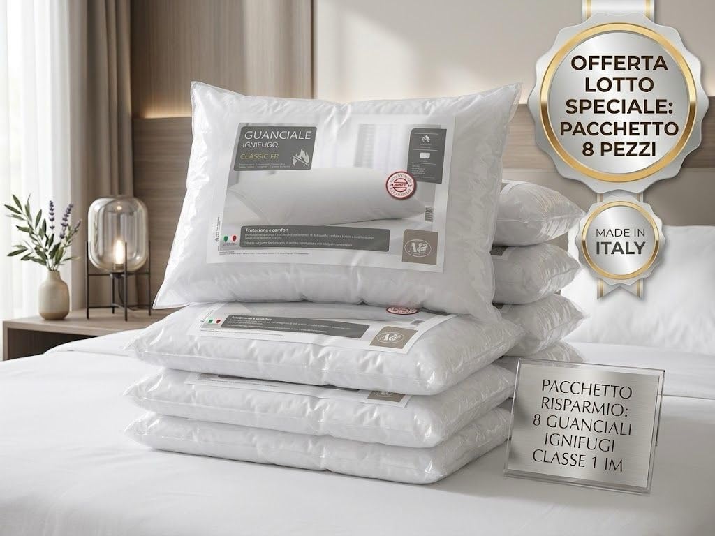 EFFETTO CASA Fornitura cuscini/guanciali da letto certificati IGNIFUGHI (8 pezzi)