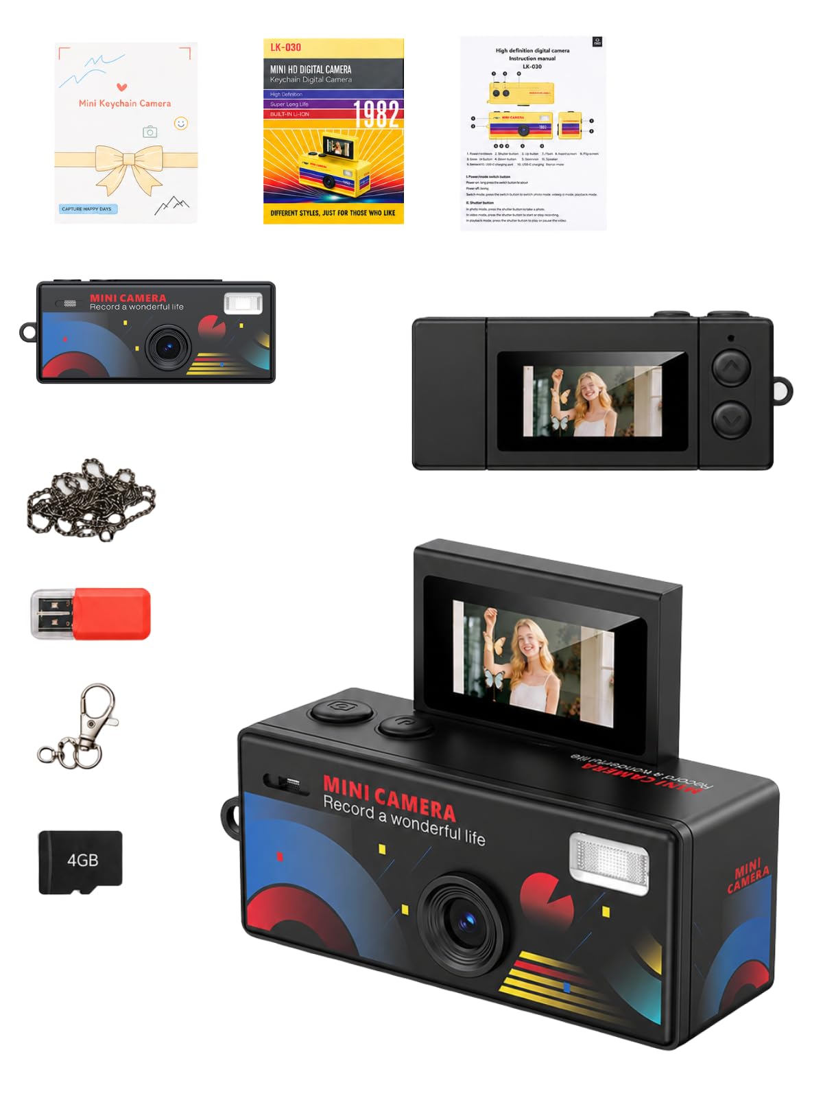 Mini Keychain Digital Camera, 90s Dreamcore Retro Cam for Lo-Fi Photos