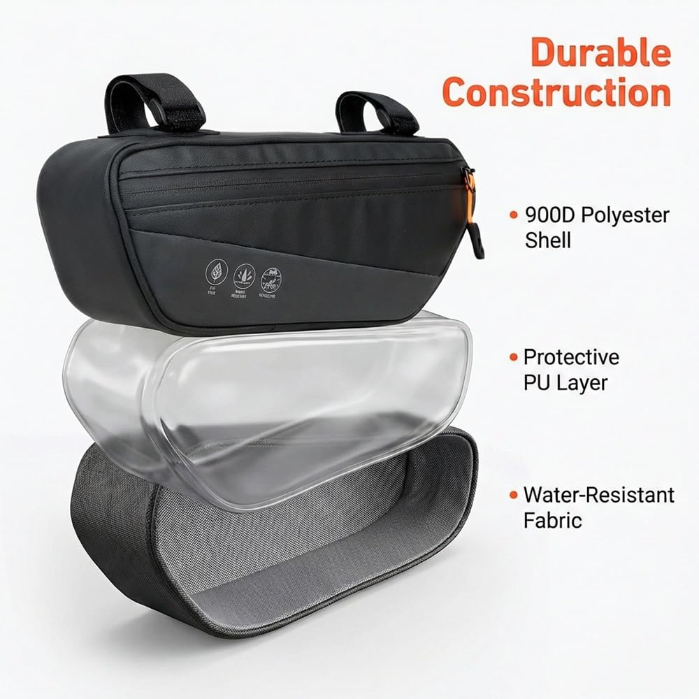 Borsa Triangolare da Telaio per Bicicletta Impermeabile, Borsa per Bicicletta Anteriore, Borsa Telaio Bici con Cinghie Regolabili per Mountain Bike, Bici Gravel, Bici da Strada ed e-Bike (1.8L)