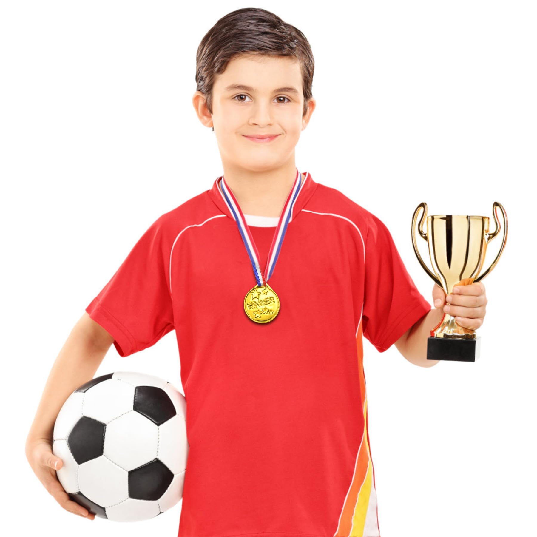 Brelet Medaille pour Enfant, 30 Pcs Médailles d'or Gagnant Médailles en Plastique avec Collier pour Compétition Récompenses Thème Sport Day ou Jeux Olympiques Enfant Événement de l'école