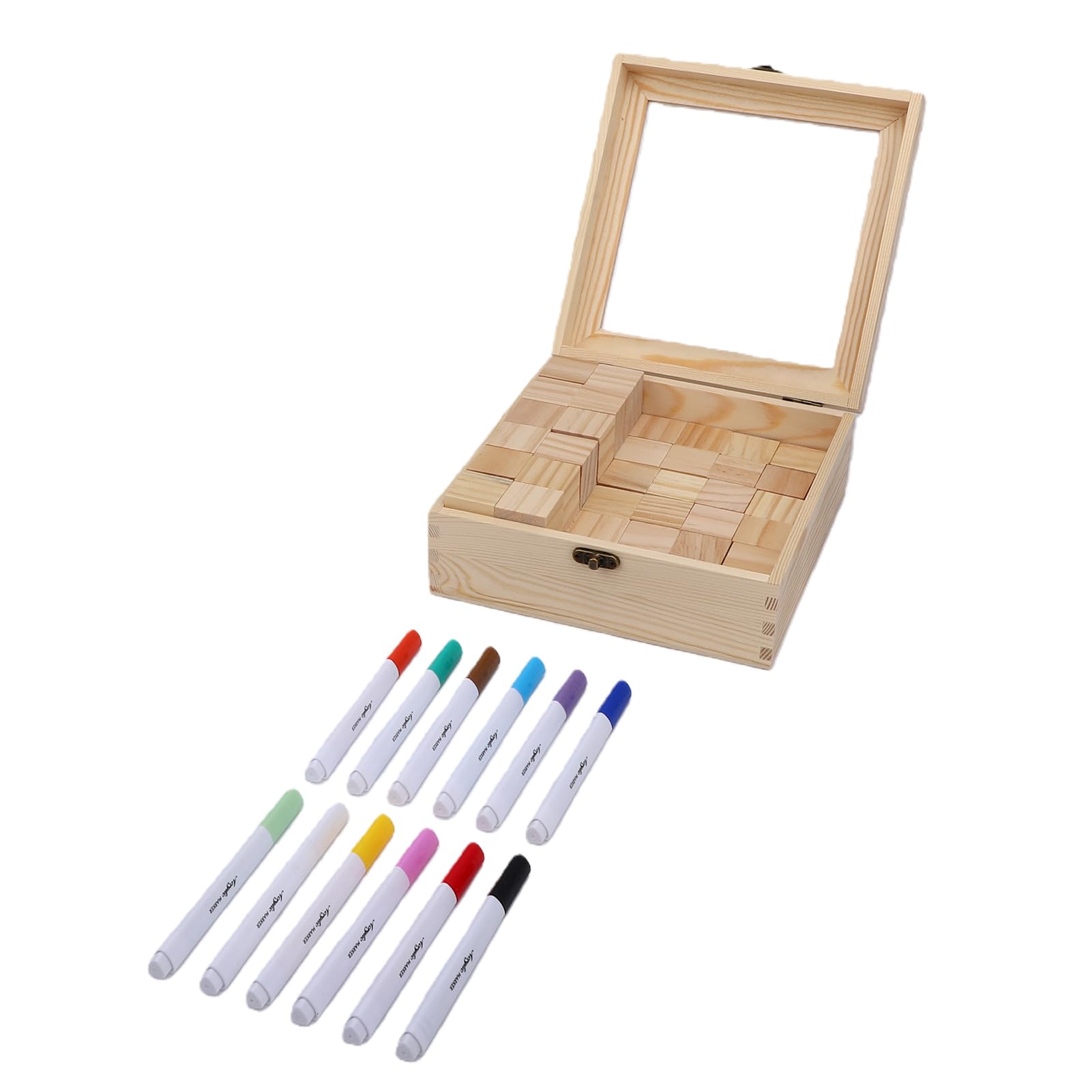 Yosoo Health Gear Set da Gioco per Baby Shower, Blocchi di Legno in Legno di Pino con 48 Pezzi, 12 Penne Colorate e 42 Modelli, Decorazioni per attività per Feste Fai da Te, per Rivelare il Genere