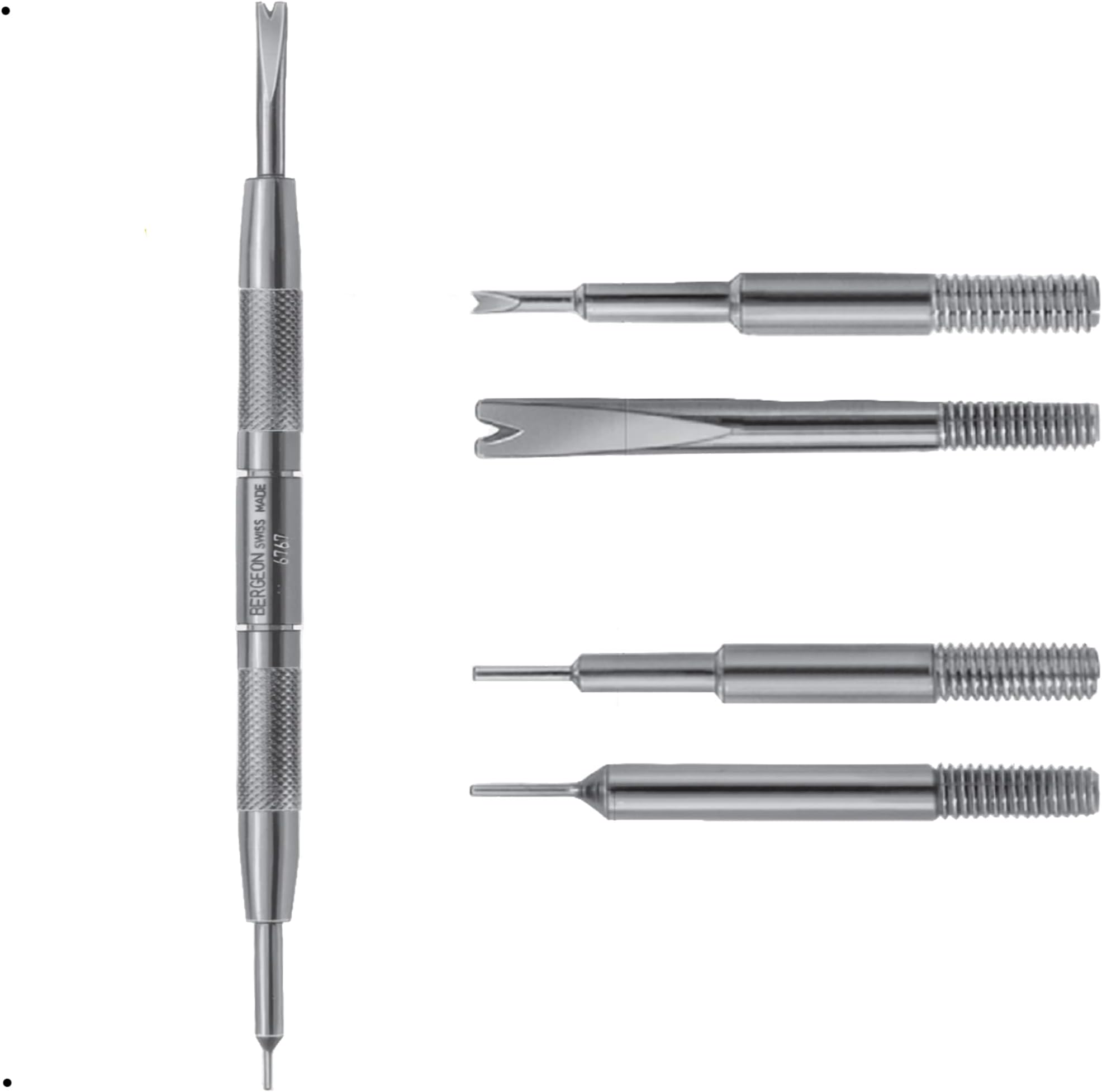 Bergeon Spring Bar Tool - Bundled with Extra Attachments to make 6767F, 6767S and 6767SF Watch Pin Removal Tools for Watch Strap Spring Bar and Pin Removing. 6767