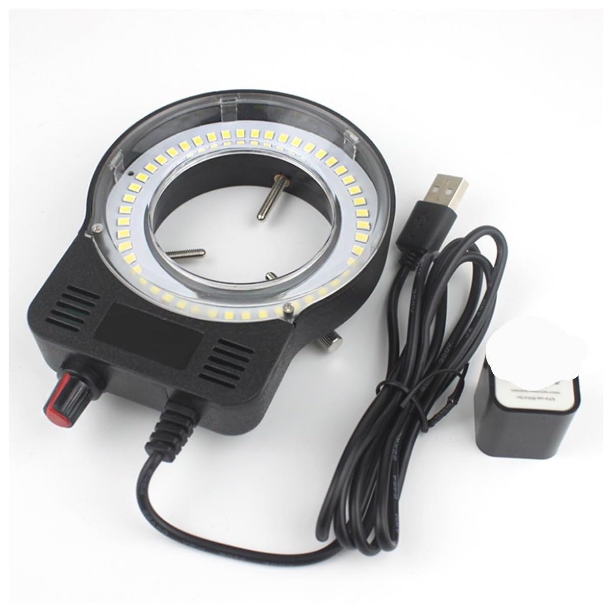 Microscope Illuminator Lamp for Stereo Zoom Microscope, Adjustable 0-100% Led Lamp(Black with Adapter)