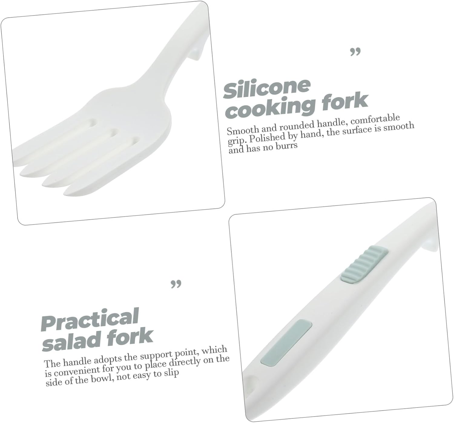 Silicone Flexible Pasta Server Fork for Cooking, White