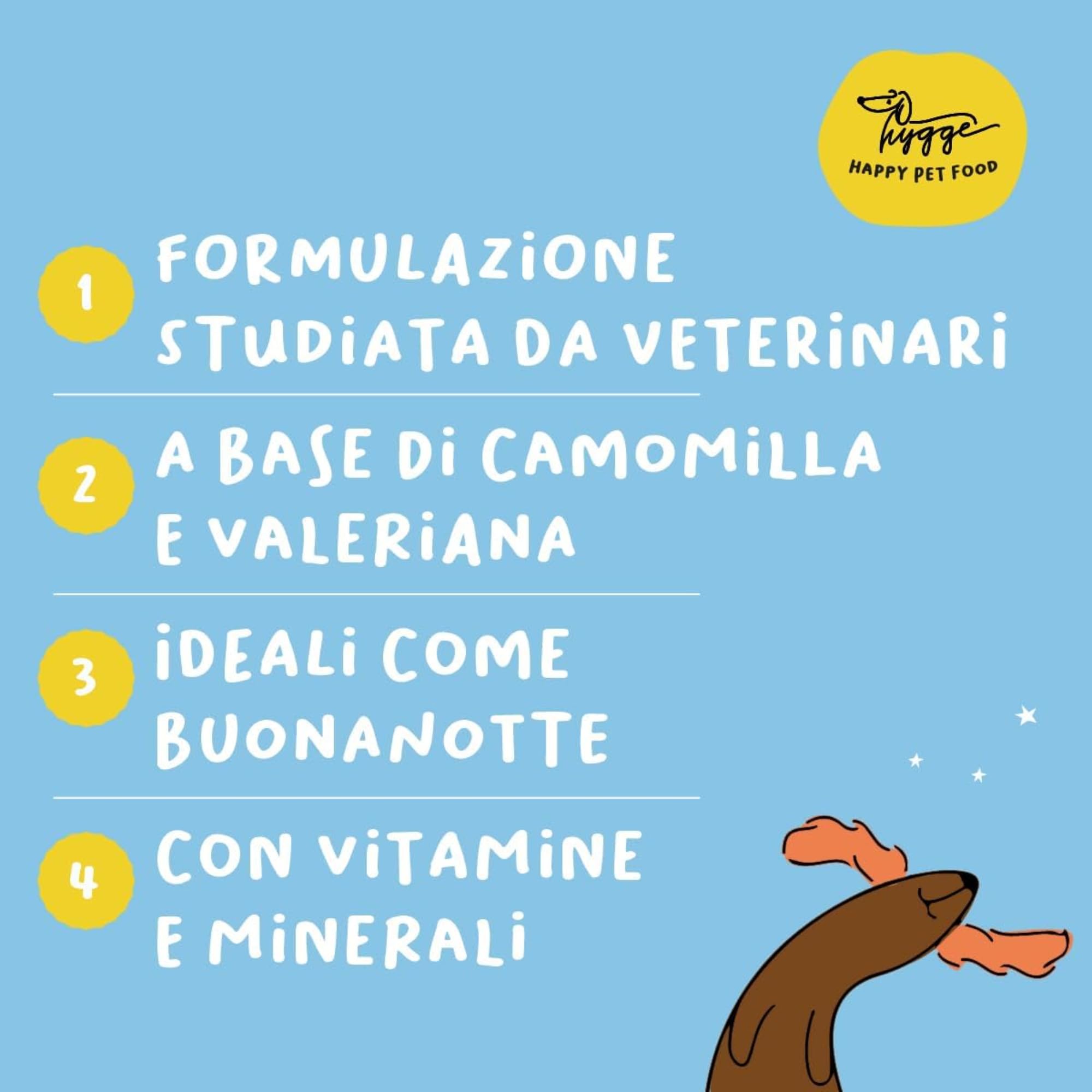 Biscotti Buonanotte: Biscotti rilassanti per Cani, 100% Naturali gusto Camomilla | Snack Cane gustoso e sano, adatto a tutte le taglie ed età | Scorta sufficiente per 6 mesi, 600 gr | Hygge Dog