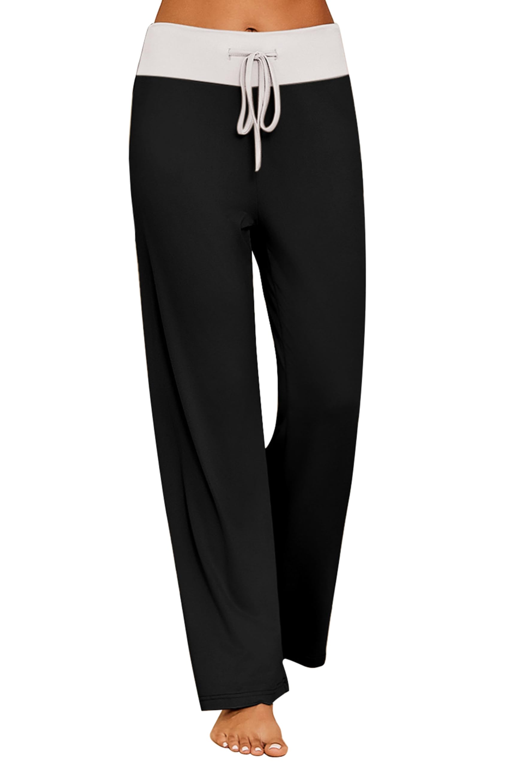 Ekouaer Damen Schlafanzughose Lang Pyjamahose Weiche Schlafhose Yoga Hose Freizeithose mit Kordelzug S-XXL