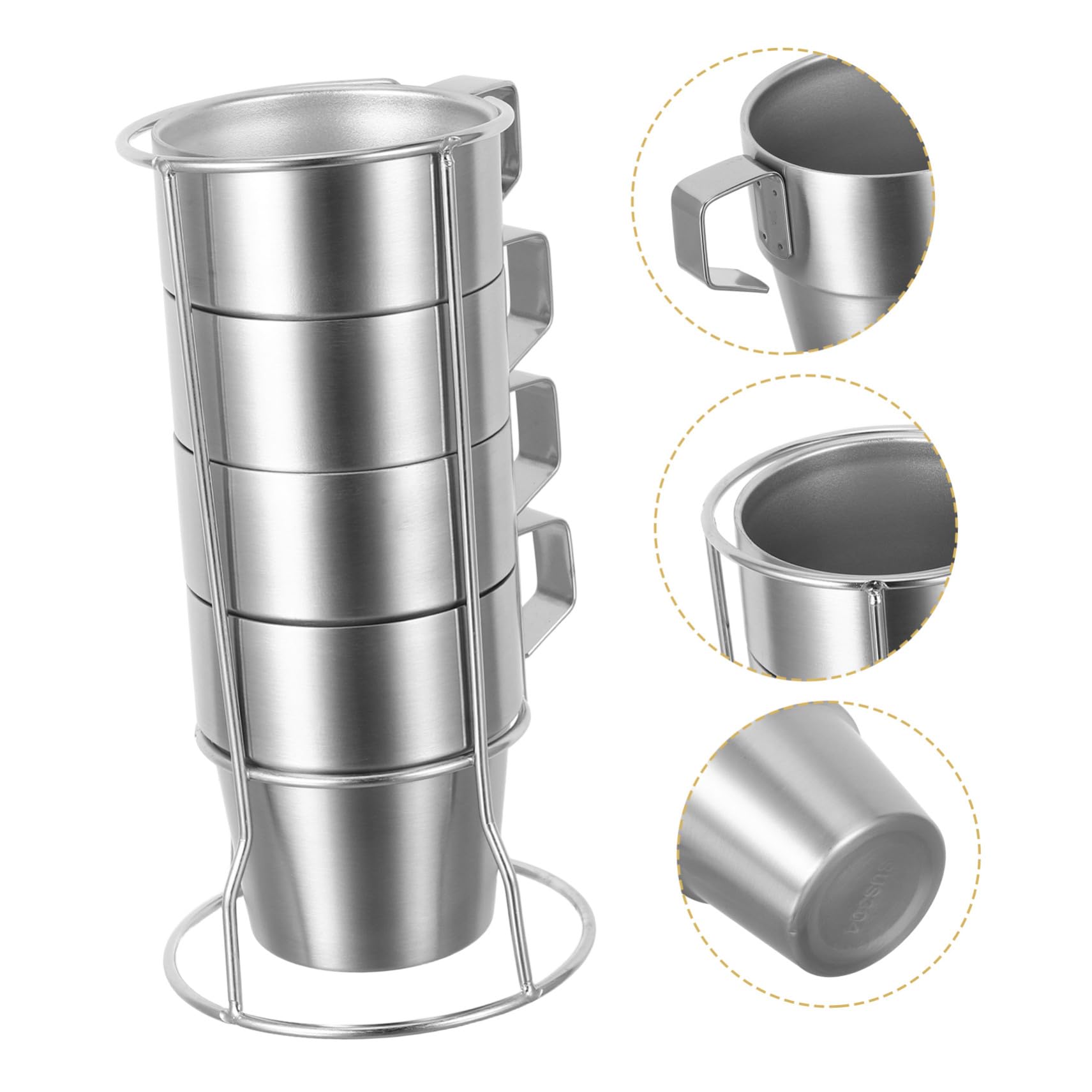 Tazas Infantiles Apilables de Acero Inoxidable Aisladas Doble Pared y Asas Soporte Compacto para Café Té y Cappuccino para Camping y Uso Diario