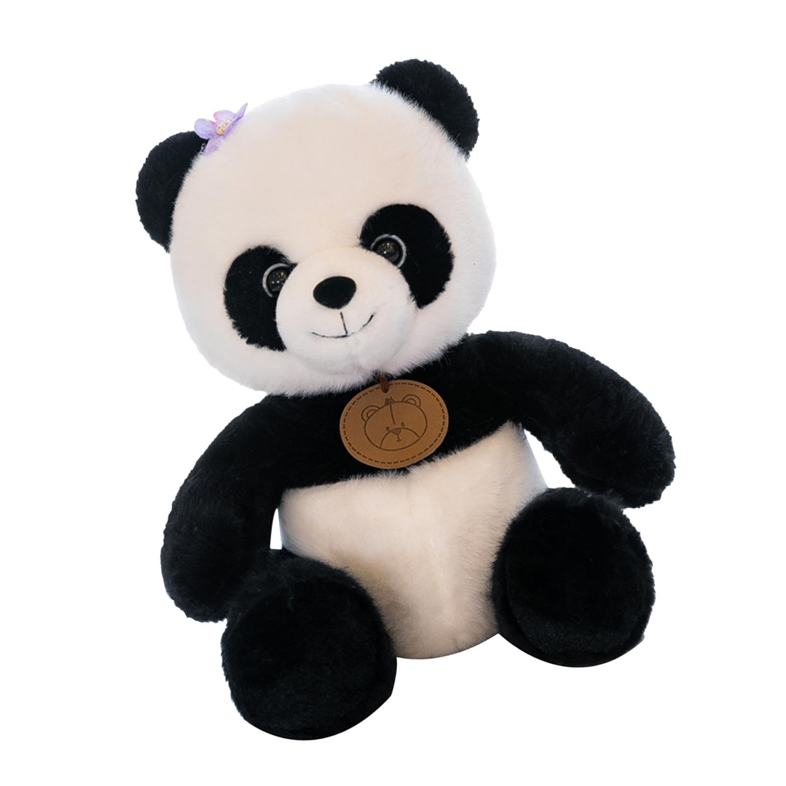 Animal de peluche oso panda,oso panda de peluche - Lindos juguetes de animales de peluche con flor púrpura | Peluche de panda suave y lindo hecho a mano para fiestas temáticas de animales