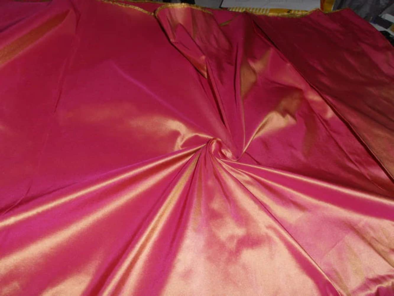 Taffetas de soie Fandango 50mm rose moutarde, ruban de luxe TAF 251 pour haute couture