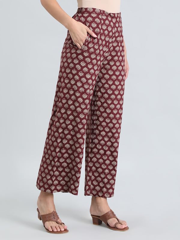 Image of GO COLORS Soft Viscose Printed Palazzo Full Length for Women| Breathable, Mid Rise