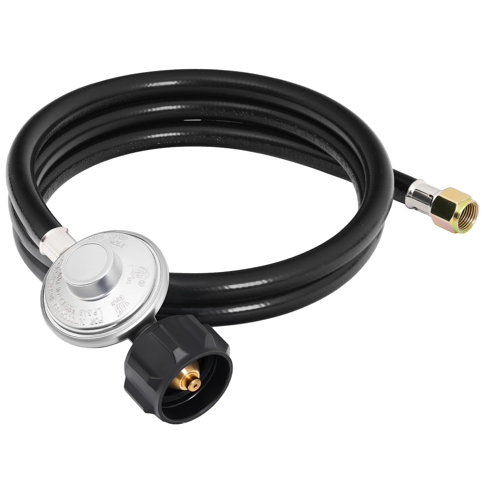 SHINESTAR Regulator grilla gazowego 5 stóp niskociśnieniowy wąż propanowy do zbiornika propanu QCC1 i większości grilla gazowego LP, stół ogniskowy - 3/8 cala żeńska nakrętka z certyfikatem CSA