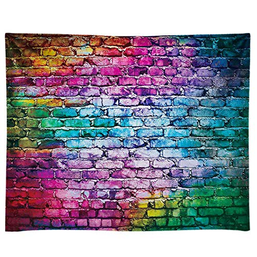 🛒 Crazy Deals Funnytree 10x8ft Durable Fabric Colorful Brick Wall Backdrop for 80's 90's Hip Hop Disco Birthday Wedding Themed Party Photography Background No Wrinkles Retro Block Portrait Photo Booth Decor Banner