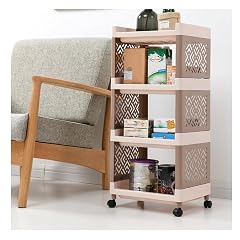 YHdtUO Movable Hand Trucks Multifunction Bathroom Shelf Organizer Storage Rack Holder 3 Layer Self Shower Caddy Kitchen Seasoning